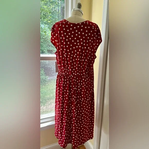 NWT Signature by Robbie Bee Red and White Polka Dot Midi Dress | XL - Picture 3 of 6